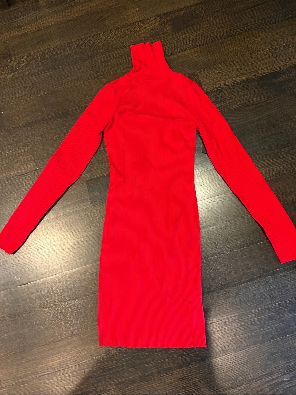 Hera Collection Red Ribbed Long Sleeve Turtleneck Dress